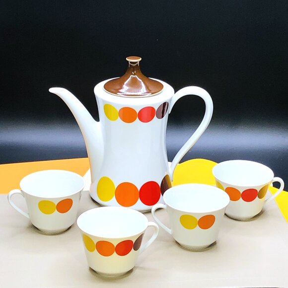 Vintage 70s Seltmann Weiden "DOTS" Porcelain Coffee Teapot: Mid-Century Mod - Picture 16 of 16